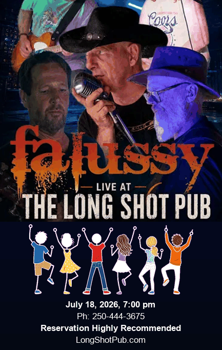 Falussy Band - July 18, 2026 7:00 pm at the Long Shot Pub, 19 W. Lake Drive, Christina Lake Phone: 250-444-3675
